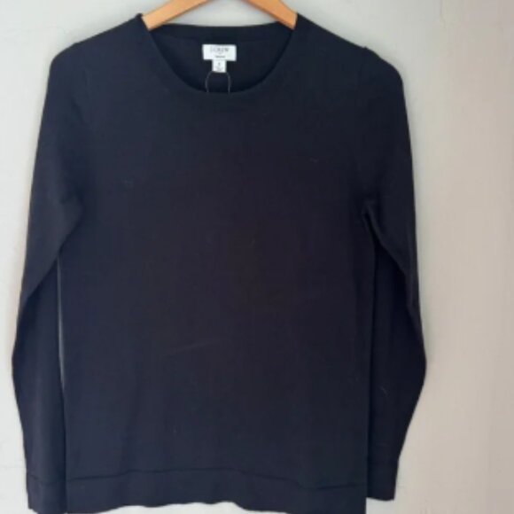 J. Crew Sweaters Women's Black Teddy Knit Crew-Neck Long Sleeve Pull Over Small - Picture 1 of 6